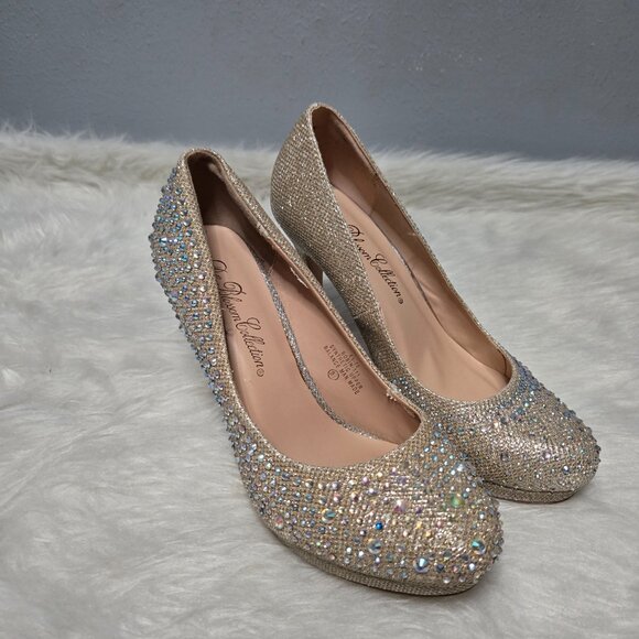 De Blossom Collection Robin-111 Classic Rhinestone Sparkle Pumps Shoes, 8.5 - Picture 3 of 8